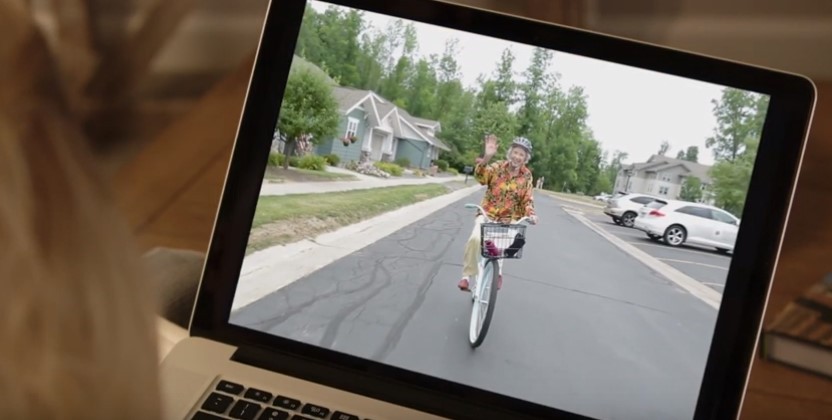video of women riding a bike on computer